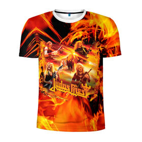 Мужская футболка 3D спортивная с принтом Judas Priest в Белгороде, 100% полиэстер с улучшенными характеристиками | приталенный силуэт, круглая горловина, широкие плечи, сужается к линии бедра | judas | priest | грув метал | группа | рок | хард рок | хеви метал