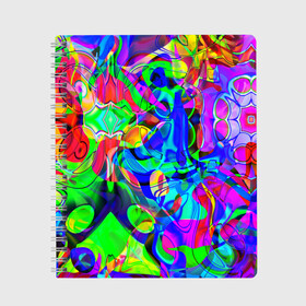 Тетрадь с принтом НЕОНОВЫЕ КРАСКИ в Белгороде, 100% бумага | 48 листов, плотность листов — 60 г/м2, плотность картонной обложки — 250 г/м2. Листы скреплены сбоку удобной пружинной спиралью. Уголки страниц и обложки скругленные. Цвет линий — светло-серый
 | abstract | abstraction | texture | абстракция | геометрия | иллюзия | обман зрения | оптический узор | текстура