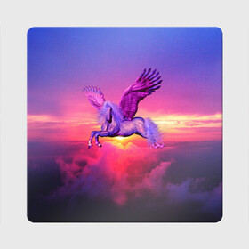 Магнит виниловый Квадрат с принтом Dusk Sky Horse в Белгороде, полимерный материал с магнитным слоем | размер 9*9 см, закругленные углы | высота | закат | конь | крылья | легенды | летать | летающий | лошадь | мистический | мифология | мифы | небесный | небо | облака | облач | пегас | плед | подушка | полет | пурпурный | сумерки | сумка