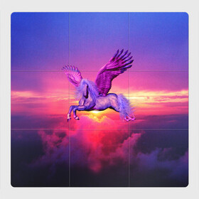 Магнитный плакат 3Х3 с принтом Dusk Sky Horse в Белгороде, Полимерный материал с магнитным слоем | 9 деталей размером 9*9 см | высота | закат | конь | крылья | легенды | летать | летающий | лошадь | мистический | мифология | мифы | небесный | небо | облака | облач | пегас | плед | подушка | полет | пурпурный | сумерки | сумка