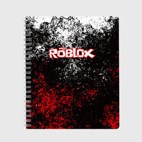 Тетрадь с принтом ROBLOX в Белгороде, 100% бумага | 48 листов, плотность листов — 60 г/м2, плотность картонной обложки — 250 г/м2. Листы скреплены сбоку удобной пружинной спиралью. Уголки страниц и обложки скругленные. Цвет линий — светло-серый
 | game | gamer | logo | minecraft | roblox | simulator | игра | конструктор | лого | майнкрафт | симулятор | строительство | фигура