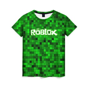 Женская футболка 3D с принтом Roblox в Белгороде, 100% полиэфир ( синтетическое хлопкоподобное полотно) | прямой крой, круглый вырез горловины, длина до линии бедер | game | roblox | блок | игра | игрушка | лего | майнкрафт | персонажи | персонажи из кубиков | роблокс | робот