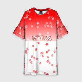 Детское платье 3D с принтом ROBLOX в Белгороде, 100% полиэстер | прямой силуэт, чуть расширенный к низу. Круглая горловина, на рукавах — воланы | Тематика изображения на принте: 3d | roblox | игра | лого | логотип | надпись | онлайн | платформа | роблокс | эмблема
