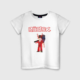 Детская футболка хлопок с принтом ROBLOX в Белгороде, 100% хлопок | круглый вырез горловины, полуприлегающий силуэт, длина до линии бедер | game | gamer | logo | minecraft | roblox | simulator | игра | конструктор | лого | майнкрафт | симулятор | строительство | фигура