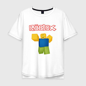 Мужская футболка хлопок Oversize с принтом ROBLOX в Белгороде, 100% хлопок | свободный крой, круглый ворот, “спинка” длиннее передней части | game | gamer | logo | minecraft | roblox | simulator | игра | конструктор | лого | майнкрафт | симулятор | строительство | фигура