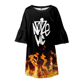 Детское платье 3D с принтом Noize MC в Белгороде, 100% полиэстер | прямой силуэт, чуть расширенный к низу. Круглая горловина, на рукавах — воланы | hip hop | noize | noize mc | rap | музыка | нойз | нойз мс | реп | рэп | хип хоп
