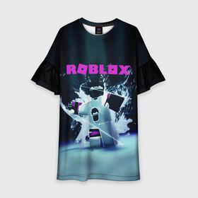 Детское платье 3D с принтом ROBLOX в Белгороде, 100% полиэстер | прямой силуэт, чуть расширенный к низу. Круглая горловина, на рукавах — воланы | roblox | игра | компьютерная игра | логотип | онлайн | онлайн игра | роблакс | роблокс