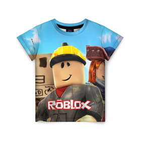 Детская футболка 3D с принтом ROBLOX в Белгороде, 100% гипоаллергенный полиэфир | прямой крой, круглый вырез горловины, длина до линии бедер, чуть спущенное плечо, ткань немного тянется | Тематика изображения на принте: roblox | игра | компьютерная игра | логотип | онлайн | онлайн игра | роблакс | роблокс