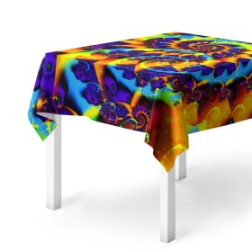 Скатерть 3D с принтом TIE-DYE COLOR в Белгороде, 100% полиэстер (ткань не мнется и не растягивается) | Размер: 150*150 см | Тематика изображения на принте: abstract | abstraction | color | fractal | geometry | paitnt | polygon | polygonal | psy | абстракция | геометрия | краски | неоновые | полигоны | психоделика | фрактал