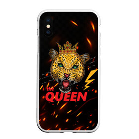 Чехол для iPhone XS Max матовый с принтом the Queen в Белгороде, Силикон | Область печати: задняя сторона чехла, без боковых панелей | queen | большая кошка | королева | корона | кошка | леопард | львица | молния