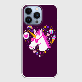 Чехол для iPhone 13 Pro с принтом Единорог в Белгороде,  |  | Тематика изображения на принте: animal | girl | stars | волшебство | голова | детская | детям | единорог | животное | животные | лошадка | лошадь | любовь | миф | очки | прикольная | радуга | ребенку | рога | сердечко | сердце | сказочный