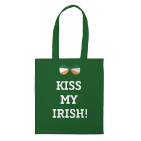 Шоппер 3D с принтом Kiss my Irish в Белгороде, 100% полиэстер | Плотность: 200 г/м2; Размер: 34×35 см; Высота лямок: 30 см | британия | день святого патрика | золото | ирландия