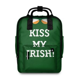 Женский рюкзак 3D с принтом Kiss my Irish в Белгороде, 100% полиэстер | лямки с регулируемой длиной, сверху ручки, чтобы рюкзак нести как сумку. Основное отделение закрывается на молнию, как и внешний карман. Внутри два дополнительных кармана, один из которых закрывается на молнию. По бокам два дополнительных кармашка, куда поместится маленькая бутылочка
 | Тематика изображения на принте: британия | день святого патрика | золото | ирландия