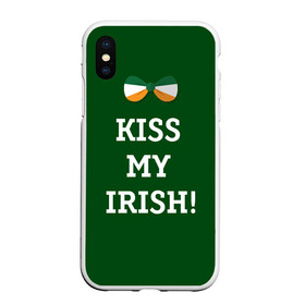 Чехол для iPhone XS Max матовый с принтом Kiss my Irish в Белгороде, Силикон | Область печати: задняя сторона чехла, без боковых панелей | британия | день святого патрика | золото | ирландия
