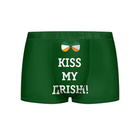 Мужские трусы 3D с принтом Kiss my Irish в Белгороде, 50% хлопок, 50% полиэстер | классическая посадка, на поясе мягкая тканевая резинка | Тематика изображения на принте: британия | день святого патрика | золото | ирландия
