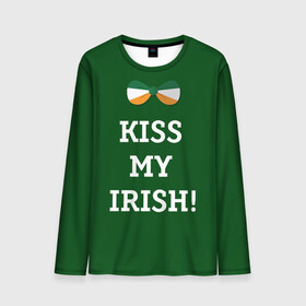 Мужской лонгслив 3D с принтом Kiss my Irish в Белгороде, 100% полиэстер | длинные рукава, круглый вырез горловины, полуприлегающий силуэт | британия | день святого патрика | золото | ирландия