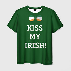 Мужская футболка 3D с принтом Kiss my Irish в Белгороде, 100% полиэфир | прямой крой, круглый вырез горловины, длина до линии бедер | Тематика изображения на принте: британия | день святого патрика | золото | ирландия