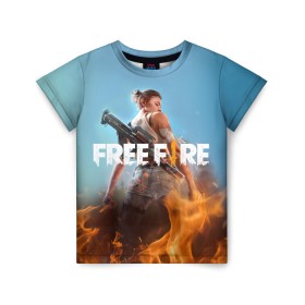 Детская футболка 3D с принтом free fire в Белгороде, 100% гипоаллергенный полиэфир | прямой крой, круглый вырез горловины, длина до линии бедер, чуть спущенное плечо, ткань немного тянется | free fire | freefire | игра free fire | игра фрифаер | фри файр | фрифаер