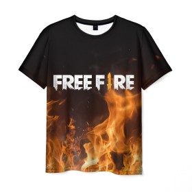Мужская футболка 3D с принтом FREE FIRE в Белгороде, 100% полиэфир | прямой крой, круглый вырез горловины, длина до линии бедер | free fire | freefire | игра free fire | игра фрифаер | фри файр | фрифаер