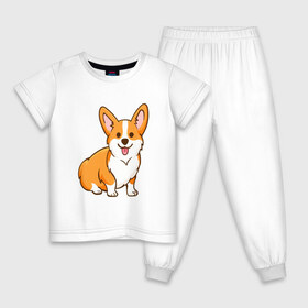 Детская пижама хлопок с принтом Корги в Белгороде, 100% хлопок |  брюки и футболка прямого кроя, без карманов, на брюках мягкая резинка на поясе и по низу штанин
 | dog. корги | dogs | весёлые собачки | милые собачки | прикольные собачки | собаки | собачки