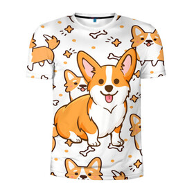Мужская футболка 3D спортивная с принтом Корги в Белгороде, 100% полиэстер с улучшенными характеристиками | приталенный силуэт, круглая горловина, широкие плечи, сужается к линии бедра | dog. корги | dogs | весёлые собачки | милые собачки | прикольные собачки | собаки | собачки