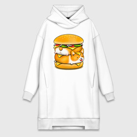 Платье-худи хлопок с принтом Корги в Белгороде,  |  | art | burger | chees | corgi | dog | арт | бургер | еда | корги | миска | собака | сыр | чизбургер