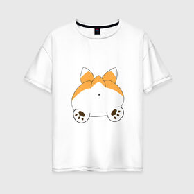 Женская футболка хлопок Oversize с принтом Корги в Белгороде, 100% хлопок | свободный крой, круглый ворот, спущенный рукав, длина до линии бедер
 | art | corgi | dog | арт | корги | на встречу | приключения | собака