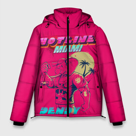 Мужская зимняя куртка 3D с принтом Hotline Miami в Белгороде, верх — 100% полиэстер; подкладка — 100% полиэстер; утеплитель — 100% полиэстер | длина ниже бедра, свободный силуэт Оверсайз. Есть воротник-стойка, отстегивающийся капюшон и ветрозащитная планка. 

Боковые карманы с листочкой на кнопках и внутренний карман на молнии. | hotline miami | горячая линия майами | денди | игра | майами | пальмы | слоник