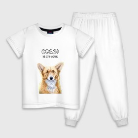 Детская пижама хлопок с принтом Corgi is my Love в Белгороде, 100% хлопок |  брюки и футболка прямого кроя, без карманов, на брюках мягкая резинка на поясе и по низу штанин
 | Тематика изображения на принте: corgi | corgi is my love | корги | собака