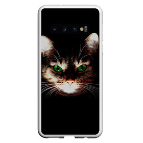 Чехол для Samsung Galaxy S10 с принтом Зеленоглазый кот в Белгороде, Силикон | Область печати: задняя сторона чехла, без боковых панелей | зеленые глаза | кот | котик | кошак | кошатнику | кошатнице | кошачий портрет | кошка | кошка с зелеными глазами | кружка | любительнице ко | любителю кошек | подушка | полосатый кот | портрет кота
