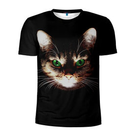 Мужская футболка 3D спортивная с принтом Зеленоглазый кот в Белгороде, 100% полиэстер с улучшенными характеристиками | приталенный силуэт, круглая горловина, широкие плечи, сужается к линии бедра | Тематика изображения на принте: зеленые глаза | кот | котик | кошак | кошатнику | кошатнице | кошачий портрет | кошка | кошка с зелеными глазами | кружка | любительнице ко | любителю кошек | подушка | полосатый кот | портрет кота