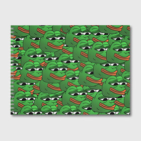 Альбом для рисования с принтом Pepe The Frog в Белгороде, 100% бумага
 | матовая бумага, плотность 200 мг. | Тематика изображения на принте: frog | meme | memes | pepe | pepe the frog | грустная жабка | лягушка | лягушонок пепе | мем | мемы