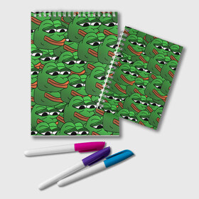 Блокнот с принтом Pepe The Frog в Белгороде, 100% бумага | 48 листов, плотность листов — 60 г/м2, плотность картонной обложки — 250 г/м2. Листы скреплены удобной пружинной спиралью. Цвет линий — светло-серый
 | frog | meme | memes | pepe | pepe the frog | грустная жабка | лягушка | лягушонок пепе | мем | мемы