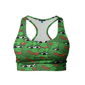 Женский спортивный топ 3D с принтом Pepe The Frog в Белгороде, 82% полиэстер, 18% спандекс Ткань безопасна для здоровья, позволяет коже дышать, не мнется и не растягивается |  | frog | meme | memes | pepe | pepe the frog | грустная жабка | лягушка | лягушонок пепе | мем | мемы