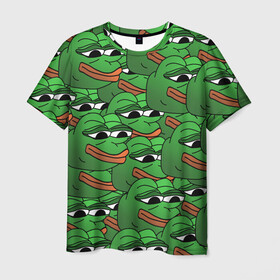 Мужская футболка 3D с принтом Pepe The Frog в Белгороде, 100% полиэфир | прямой крой, круглый вырез горловины, длина до линии бедер | frog | meme | memes | pepe | pepe the frog | грустная жабка | лягушка | лягушонок пепе | мем | мемы