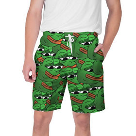 Мужские шорты 3D с принтом Pepe The Frog в Белгороде,  полиэстер 100% | прямой крой, два кармана без застежек по бокам. Мягкая трикотажная резинка на поясе, внутри которой широкие завязки. Длина чуть выше колен | frog | meme | memes | pepe | pepe the frog | грустная жабка | лягушка | лягушонок пепе | мем | мемы
