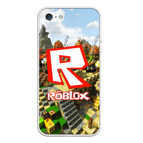 Чехол для iPhone 5/5S матовый с принтом ROBLOX в Белгороде, Силикон | Область печати: задняя сторона чехла, без боковых панелей | game | gamer | logo | roblox | игры | логотип | роблокс