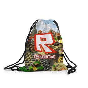 Рюкзак-мешок 3D с принтом ROBLOX в Белгороде, 100% полиэстер | плотность ткани — 200 г/м2, размер — 35 х 45 см; лямки — толстые шнурки, застежка на шнуровке, без карманов и подкладки | Тематика изображения на принте: game | gamer | logo | roblox | игры | логотип | роблокс