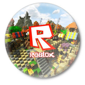 Значок с принтом ROBLOX в Белгороде,  металл | круглая форма, металлическая застежка в виде булавки | game | gamer | logo | roblox | игры | логотип | роблокс