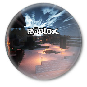 Значок с принтом ROBLOX в Белгороде,  металл | круглая форма, металлическая застежка в виде булавки | game | gamer | logo | roblox | игры | логотип | роблокс