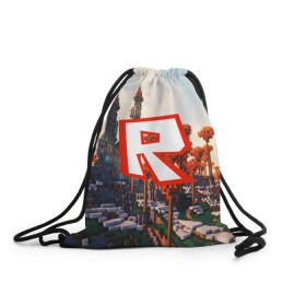 Рюкзак-мешок 3D с принтом ROBLOX GAME в Белгороде, 100% полиэстер | плотность ткани — 200 г/м2, размер — 35 х 45 см; лямки — толстые шнурки, застежка на шнуровке, без карманов и подкладки | game | gamer | logo | roblox | игры | логотип | роблокс