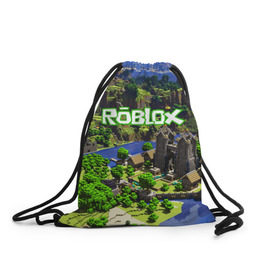 Рюкзак-мешок 3D с принтом ROBLOX в Белгороде, 100% полиэстер | плотность ткани — 200 г/м2, размер — 35 х 45 см; лямки — толстые шнурки, застежка на шнуровке, без карманов и подкладки | game | gamer | logo | roblox | игры | логотип | роблокс