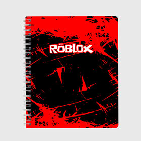 Тетрадь с принтом ROBLOX в Белгороде, 100% бумага | 48 листов, плотность листов — 60 г/м2, плотность картонной обложки — 250 г/м2. Листы скреплены сбоку удобной пружинной спиралью. Уголки страниц и обложки скругленные. Цвет линий — светло-серый
 | game | gamer | logo | minecraft | roblox | simulator | игра | конструктор | лого | симулятор | строительство | фигура