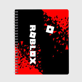 Тетрадь с принтом ROBLOX в Белгороде, 100% бумага | 48 листов, плотность листов — 60 г/м2, плотность картонной обложки — 250 г/м2. Листы скреплены сбоку удобной пружинной спиралью. Уголки страниц и обложки скругленные. Цвет линий — светло-серый
 | game | gamer | logo | minecraft | roblox | simulator | игра | конструктор | лого | симулятор | строительство | фигура