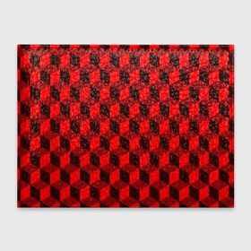 Обложка для студенческого билета с принтом Кубики в Белгороде, натуральная кожа | Размер: 11*8 см; Печать на всей внешней стороне | геометрия | квадратики | квадраты | красная майка | красная футболка | красные квадраты | красные кубики | красные трусы | красные шорты | красный р | красный топ | красный чехол