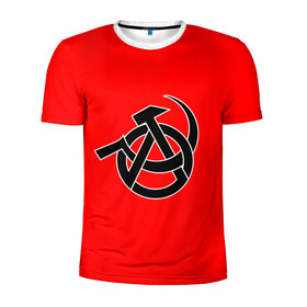 Мужская футболка 3D спортивная с принтом Анархия в Белгороде, 100% полиэстер с улучшенными характеристиками | приталенный силуэт, круглая горловина, широкие плечи, сужается к линии бедра | art | rock | sons of anarchy | анархия | арт | группа | егор летов | логотип | музыка | панк | панк рок | прикольная | рок | свобода | хаос