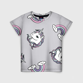 Детская футболка 3D с принтом Радужный единорог в Белгороде, 100% гипоаллергенный полиэфир | прямой крой, круглый вырез горловины, длина до линии бедер, чуть спущенное плечо, ткань немного тянется | unicorn | единорог | лошади | лошадь | пони | радуга