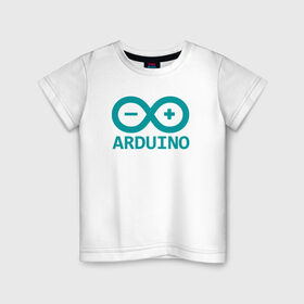 Детская футболка хлопок с принтом Arduino в Белгороде, 100% хлопок | круглый вырез горловины, полуприлегающий силуэт, длина до линии бедер | Тематика изображения на принте: arduino | board | code | ide | ардуино | код | коды | плата | платы | программирование