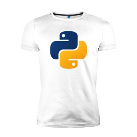 Мужская футболка премиум с принтом Python в Белгороде, 92% хлопок, 8% лайкра | приталенный силуэт, круглый вырез ворота, длина до линии бедра, короткий рукав | Тематика изображения на принте: code | codes | pyhton | код | коды | питон | программирование | язык программирования
