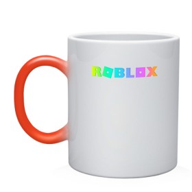 Кружка хамелеон с принтом ROBLOX в Белгороде, керамика | меняет цвет при нагревании, емкость 330 мл | Тематика изображения на принте: roblox | игра | компьютерная игра | логотип | онлайн | онлайн игра | роблакс | роблокс